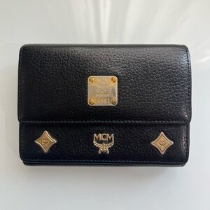 MCM SMALL BLACK LEATHER TRIFOLD WALLET
